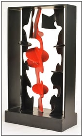 Victor M. Valera Original Polychrome Iron Sculpture Signed Abstract Art Bronze