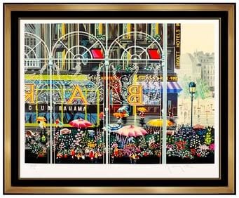 Hiro Yamagata Club Bahama Color Screenprint Hand Signed Cityscape Framed Artwork