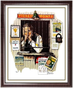 Norman Rockwell Lithograph Original Signed Saturday Evening Post Ticketseller