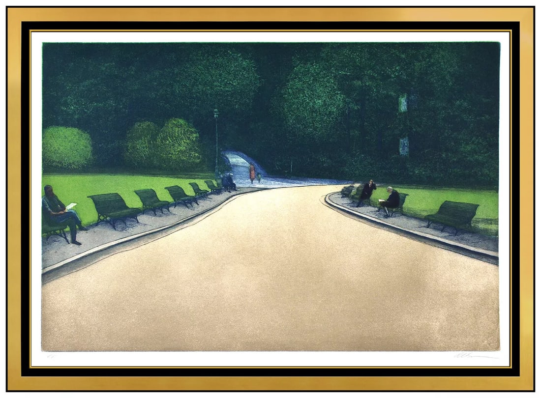 Harold Altman Color Aquatint Hand Signed Montsouris Ii Paris Landscape Framed (1 of 5)