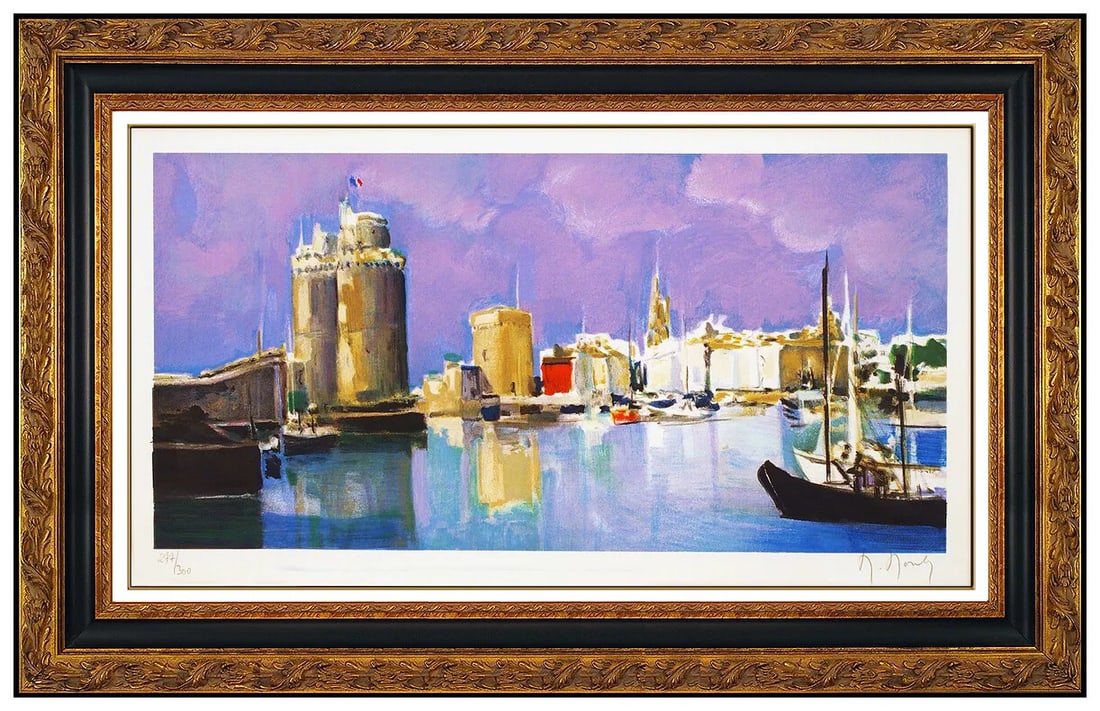 Marcel Mouly Original Color Lithograph Hand Signed Les Tours De La Rochelle Art: This lot includes:Gallery COA & free domestic shipping (*insurance and international shipping for an additional charge)Artist: Marcel MoulyTitle: Le Tours de la RochelleMedium: LithographSize: 13" x 2
