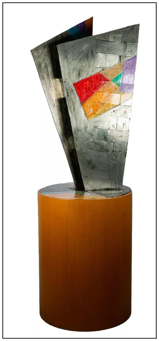 Tom Holland Large Original Hand Painted Metal Sculpture Signed Modern Pedestal (1 of 6)