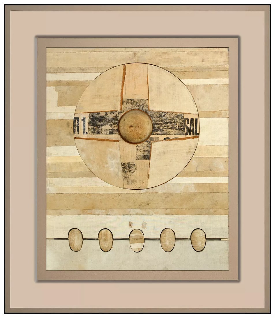 Robert Courtright Original Abstract Collage On Board Framed Signed Framed Art: This lot includes:Gallery COA & free domestic shipping (*insurance and international shipping for an additional charge)Artist: Robert CourtrightTitle: UntitledMedium: collage on boardSize: 29” x