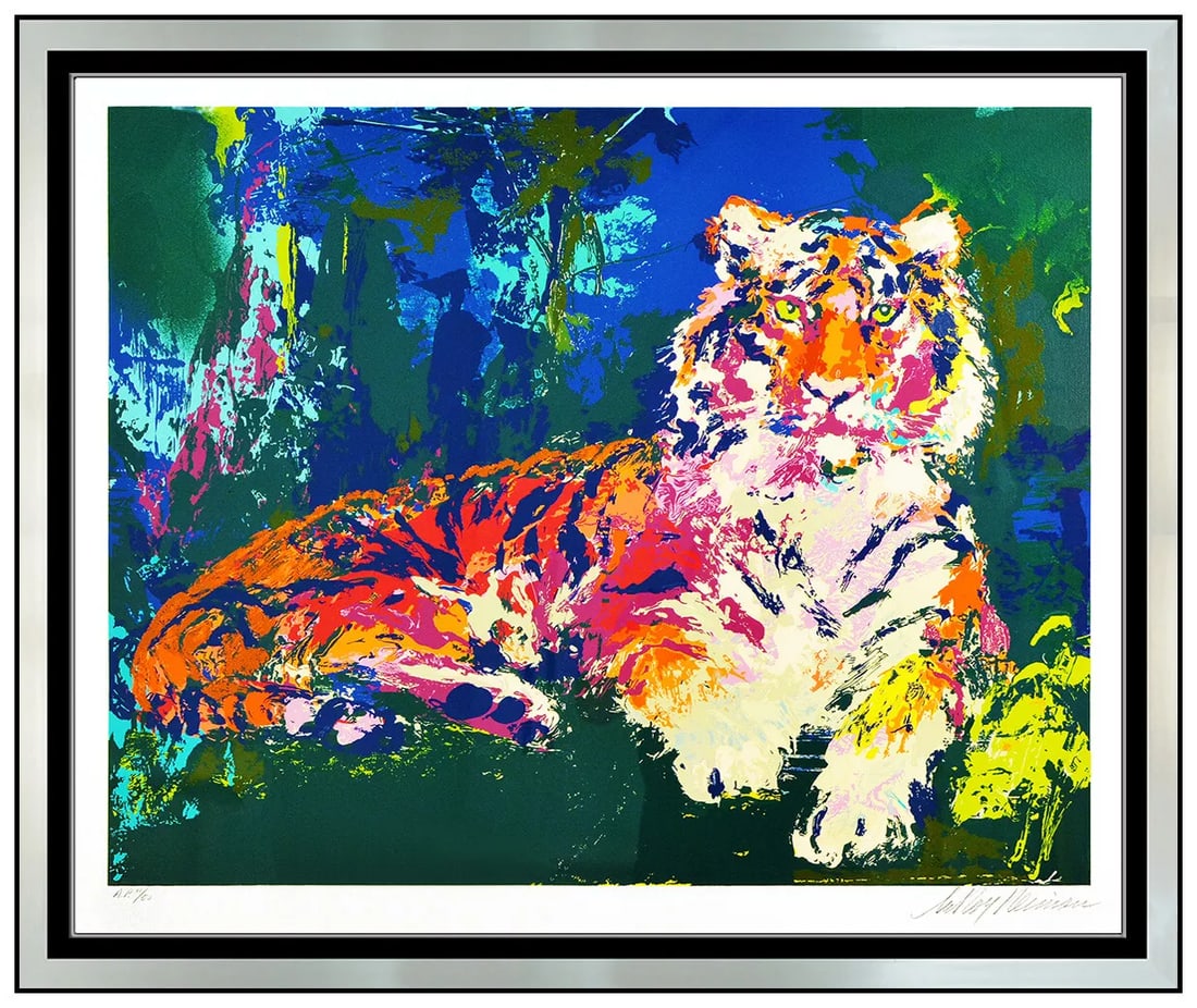Leroy Neiman Caspian Tiger Large Color Serigraph Hand Signed Big Cat Framed Art (1 of 6)
