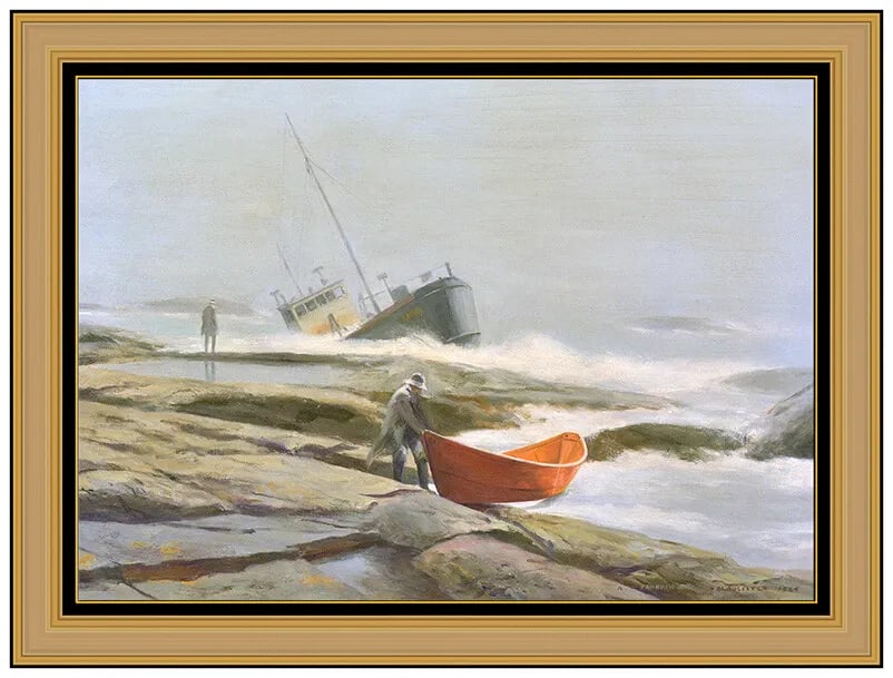 Alexander Farnham Original Painting On Canvas Nautical Seascape Signed Framed (1 of 4)