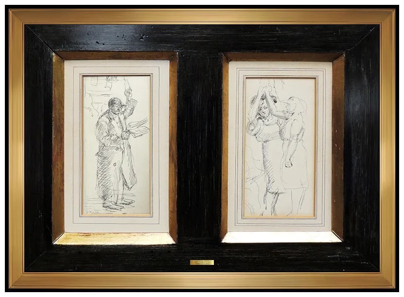 Isabel Bishop 2 Original Ink Drawing Portrait Signed Frame Authentic Realism Art (1 of 8)