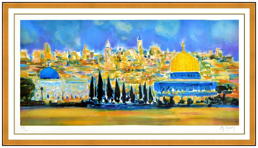Marcel Mouly Jerusalem Large Color Lithograph Signed Signed Israel Framed Art: This lot includes:Gallery COA & free domestic shipping (*insurance and international shipping for an additional charge)Artist: Marcel Mouly Title: Marcel Mouly Medium: LithographSize: 15.5" x 29.5"Fra