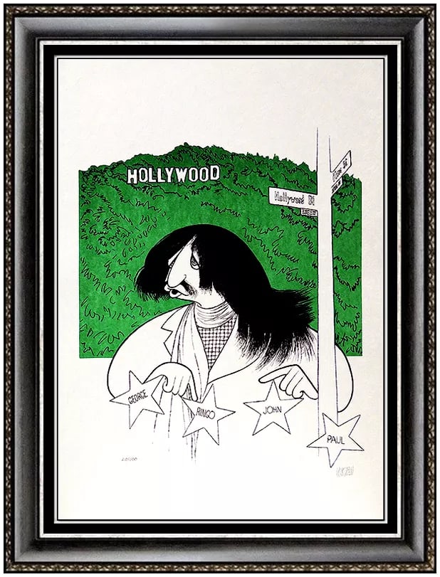 Al Hirschfeld Beatles Ringo Starr Color Lithograph Original Caricature Signed: This lot includes:Gallery COA & free domestic shipping (*insurance and international shipping for an additional charge)Artist: Al Hirschfeld Title: The Beatles - Ringo StarrMedium: Color LithographSiz