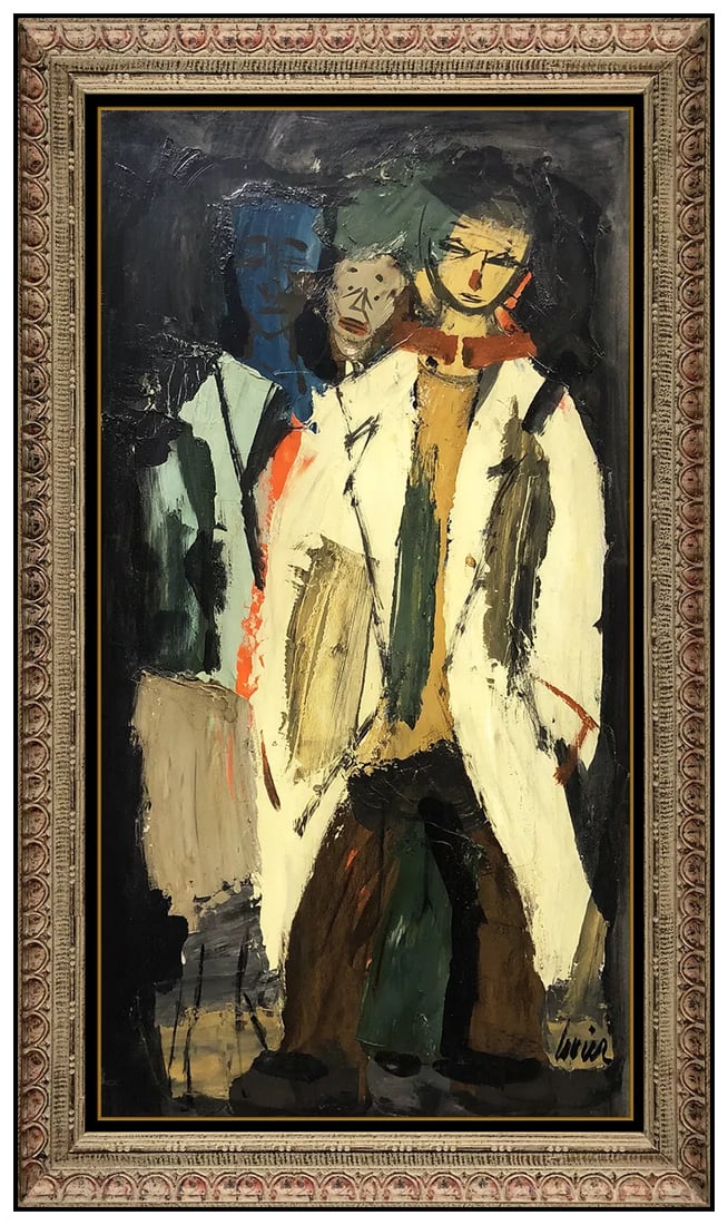 Charles Levier Large Portrait Oil Painting Signed Framed Art: This lot includes:Gallery COA & free domestic shipping (*insurance and international shipping for an additional charge)Artist: Charles LevierTitle: Parisian PersonalitiesMedium: Oil Painting on BoardS