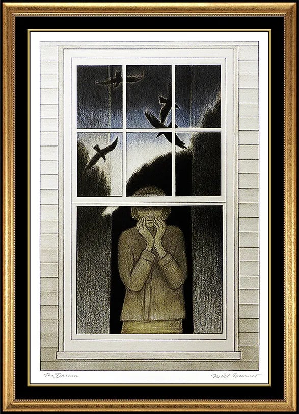 Will Barnet Original The Dream Color Lithograph Signed Rare Portrait Artwork: This lot includes:Gallery COA & free domestic shipping (*insurance and international shipping for an additional charge)Artist: Will Barnet Title: The Dream Medium: LithographSize: 28" x 19"Framed: 38