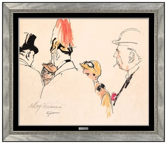 Leroy Neiman Original Ink Drawing Jockey Horse Racing Signed Framed Sports Art