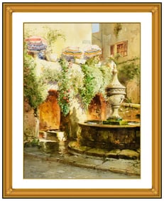 Jack Lestrade Original Watercolor Painting Signed French Cityscape Framed Art