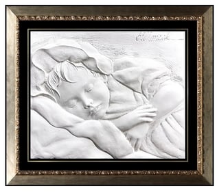 Bill Mack Original Bonded Sand Sculpture Peaceful Child Art Signed Bas Relief
