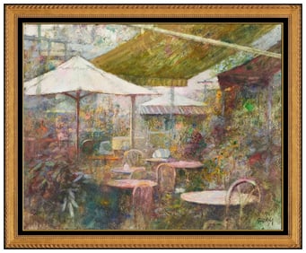 Giuseppe Giorgi Original Cityscape Floral Painting On Canvas Signed Framed Art