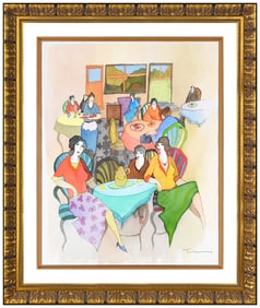 Itzchak Tarkay Original Watercolor Painting On Art Paper Signed Framed Artwork