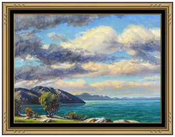 Paul Grimm Original Oil Painting On Canvas Water Landscape Signed Framed Artwork