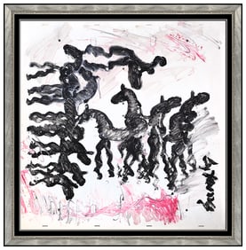 Purvis Young Oil On Metal Original Abstract Painting Signed Framed Animal Art