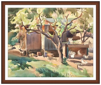 Barse Miller Original Watercolor Painting On Paper Landscape Signed Framed Art