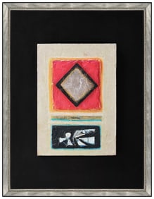 David Pryor Adickes Large Original Painting On Board Signed Framed Abstract Art