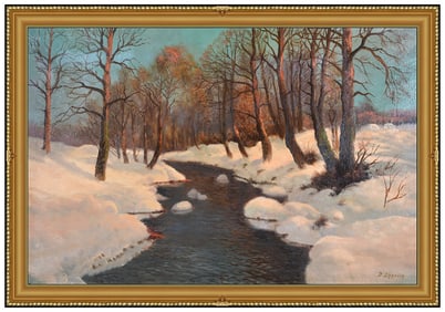 Daniel Sherrin Original Oil Painting On Canvas Winter Forest Signed Framed Art