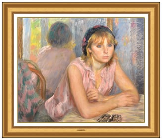 Ramon Pichot Original Signed Oil Painting Oncanvas Female Portrait Framed Art