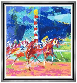 Leroy Neiman Large Color Serigraph Horse Racing Clubhouse Turn Signed Artwork