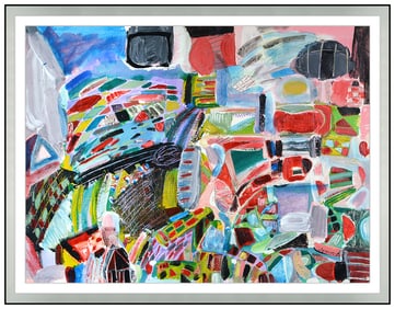 Lynne Gelfman Original Acrylic Painting On Paper Signed Framed Artwork