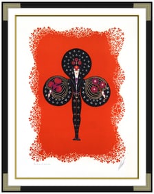 Erte Original Club Embossed Color Serigraph Signed Figure Fashion Framed Artwork