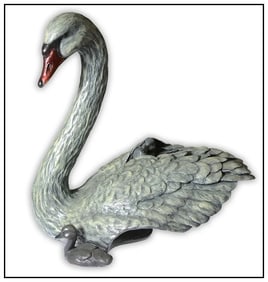 Rip Caswell Original Cozy Cygnets Signed Life Size Swan Large Bronze Sculpture