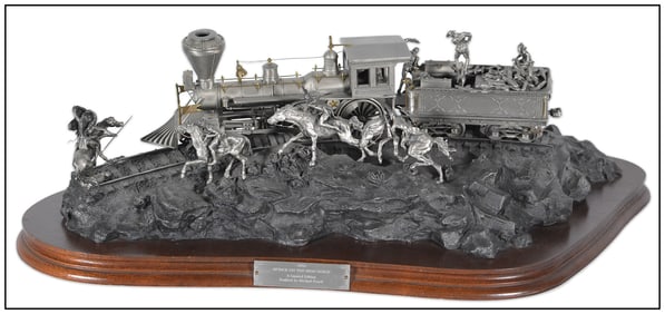 Michael Boyett Attack On The Iron Horse Bronze Realism Sculpture Signed Artwork