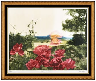 G.H. Gatja Rothe Color Mezzotint Original Rosecape Signed Framed Floral Artwork