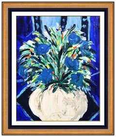 Tony Curtis Large Original Oil Painting On Canvas Modern Floral Signed Framed