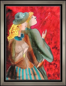 Linda Le Kinff Original Oil On Canvas Painting Cubism Portrait Signed Modern Art