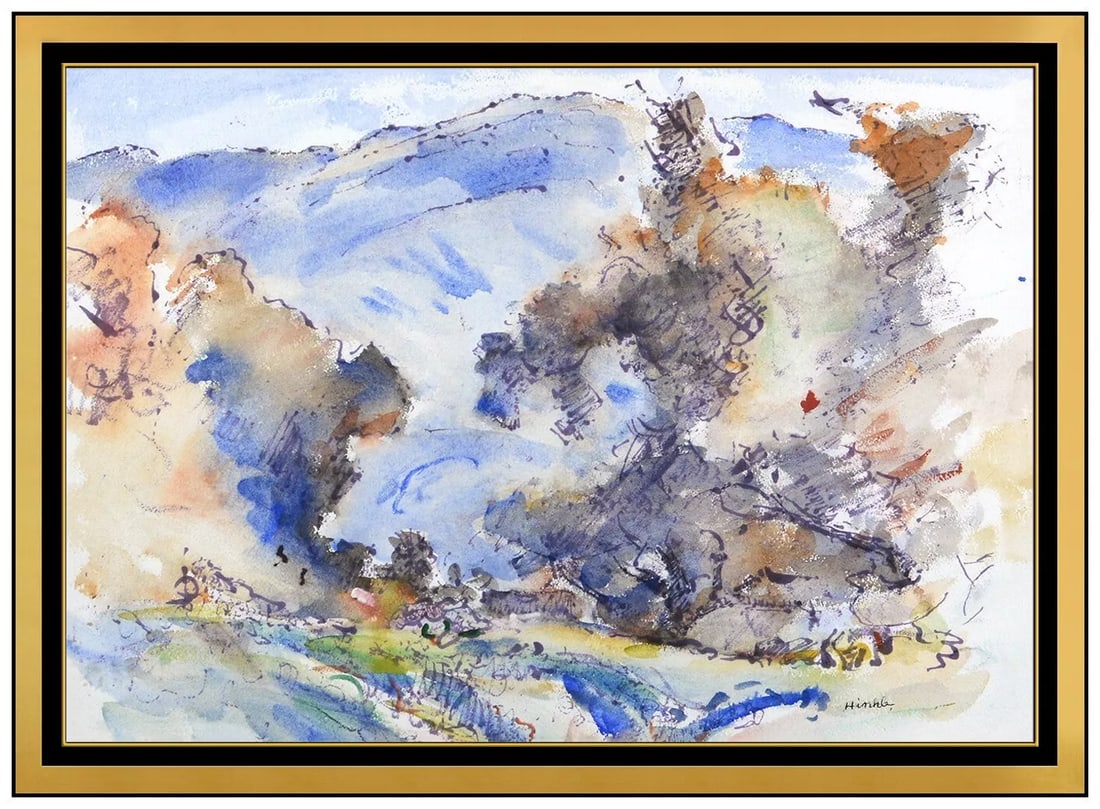 Clarence Hinkle Original Watercolor Painting Landscape Signed Framed Abstract (1 of 4)