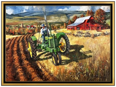 Peter Van Dusen Original Large Oil On Canvas Painting Signed Framed Landscape