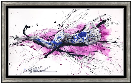 Bill Mack Original Mixed Media Painting Signed Female Figure Framed Artwork