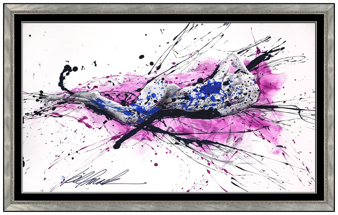 Bill Mack Original Mixed Media Painting Signed Female Figure Framed Artwork (1 of 5)