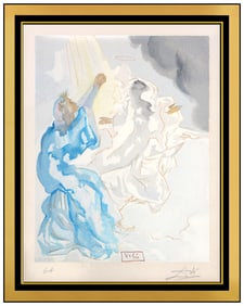 Salvador Dali Original Paradise Canto 5 Etching Signed Framed Figure Artwork