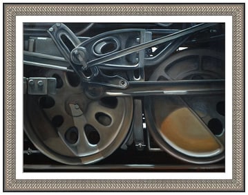 Robert K White Original Painting On Canvas Large Industrial Signed Framed Art