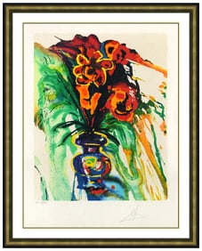 Salvador Dali Original Lithograph Print Galas Bouquet Signed Framed Artwork