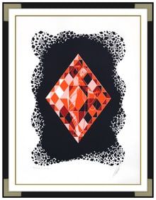 Erte Original Diamond Embossed Color Serigraph Signed Diamond Framed Artwork