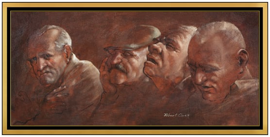 Robert Emmett Owen Original Oil Painting On Canvas Figures Signed Framed Artwork