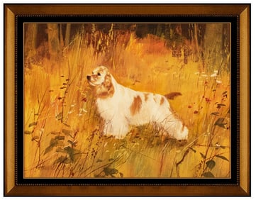 Howard Connolly Original Painting On Board Animal Dog Signed Hunt Oil Artwork
