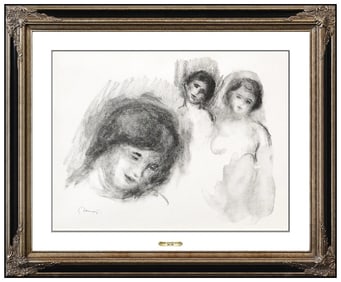 Pierre Auguste Renoir Lithograph La Pierre Au Trois Croquis Portrait Framed Art