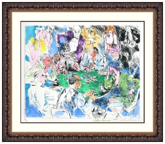 Leroy Neiman Original Mixed Media Painting Signed Poker Casino Large Framed Art