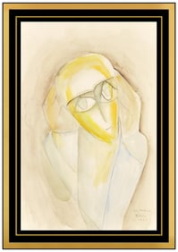 Beatrice Wood Original Watercolor Painting Signed Portrait Figure Framed Artwork