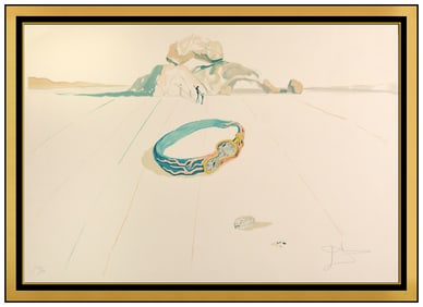 Salvador Dali Original Color Lithograph Print Desert Bracelet Signed Framed Art