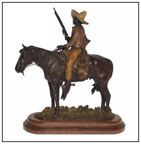 Joe Beeler El Jefe Full Round Bronze Original Signed Sculpture Western Artwork