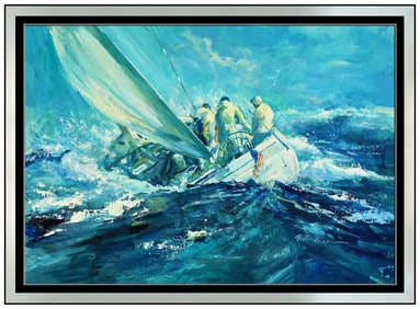 Victor Olson Original Painting On Board Signed Seascape Illustration Framed Art