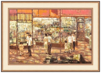 Martin Jackson Original Signed Oil Painting On Canvas Street Scene Framed Art